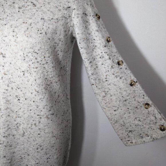 Madewell XS Button Sleeve Sweater Dress Cream Speckled Wool Blend Long Sleeve - Picture 4 of 10